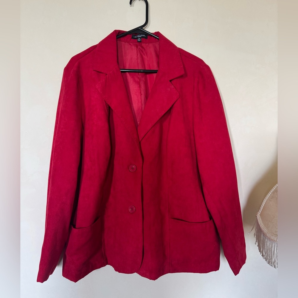 Notations Vibrant Red Suede Blazer Jacket